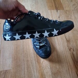 Converse Chuck Taylors X Miley Cyrus Black Star-Trim Patent Sneaker, Size 8.5